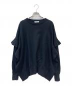 CLANEクラネ）の古着「カシミヤ混サイドフリルニットトップス」｜ブラック