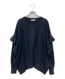 CLANE（クラネ）の古着「カシミヤ混サイドフリルニットトップス」｜ブラック