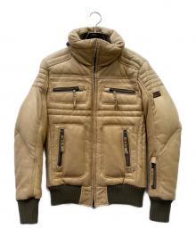 UNION JAP（ユニオンジャップ）の古着「レザーダウンジャケット」｜ブラウン