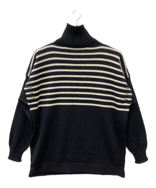GUERNSEY WOOLLENS（ガンジーウーレンズ）GUERNSEY WOOLLENS (ガンジーウーレンズ) タートルネックニット ネイビー×ホワイト サイズ:52の古着・服飾アイテム