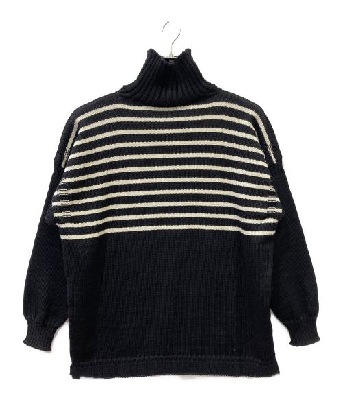 GUERNSEY WOOLLENS（ガンジーウーレンズ）GUERNSEY WOOLLENS (ガンジーウーレンズ) タートルネックニット ネイビー×ホワイト サイズ:52の古着・服飾アイテム