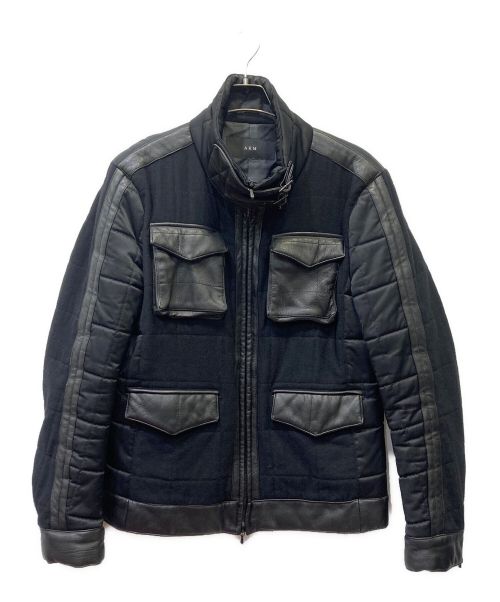 AKM（エーケーエム）AKM (エーケーエム) ウールレザーコンビジャケット ブラック サイズ:50の古着・服飾アイテム