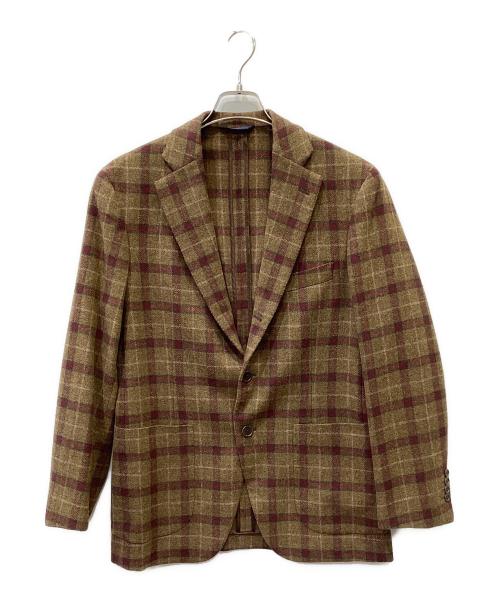 Belvest（ベルヴェスト）Belvest (ベルヴェスト) 3Bチェックジャケット ブラウン サイズ:48の古着・服飾アイテム