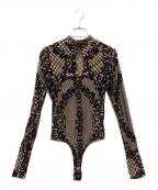 LVEU.ラブユ）の古着「レースデザインボディースーツ」｜ベージュ×ブラック