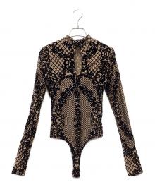 LVEU.（ラブユ）の古着「レースデザインボディースーツ」｜ベージュ×ブラック