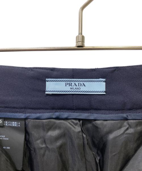 PRADA（プラダ）PRADA (プラダ) モヘア×バージンウール センタープレス フレアパンツ ネイビー サイズ:36の古着・服飾アイテム