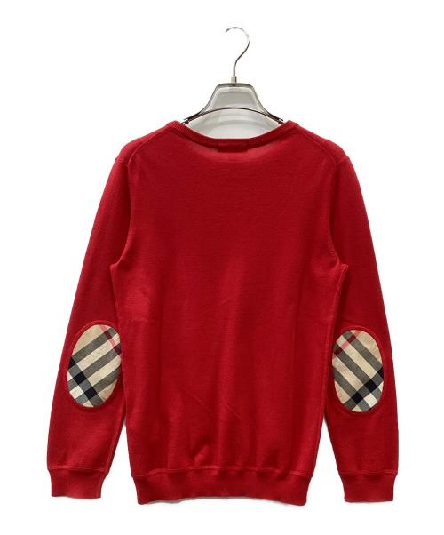 BURBERRY（バーバリー）BURBERRY (バーバリー) エルボーパッチ付きニット レッド サイズ:152cmの古着・服飾アイテム