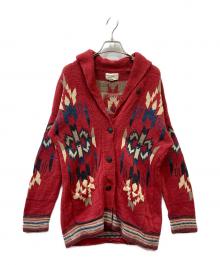 Denim & Supply Ralph Lauren（デニム＆サプライ ラルフローレン）の古着「ショールカラーネイティブ柄コットンニットカーディガン」｜レッド