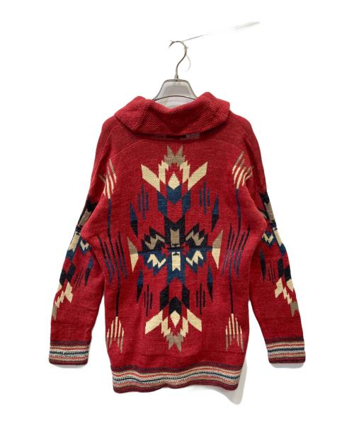 Denim & Supply Ralph Lauren（デニム＆サプライ ラルフローレン）Denim & Supply Ralph Lauren (デニム＆サプライ ラルフローレン) ショールカラーネイティブ柄コットンニットカーディガン レッド サイズ:M(165/92A)の古着・服飾アイテム