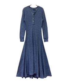 POLO RALPH LAUREN（ポロ・ラルフローレン）の古着「ヘンリーネックサーマルマーメイドワンピース」｜ブルー