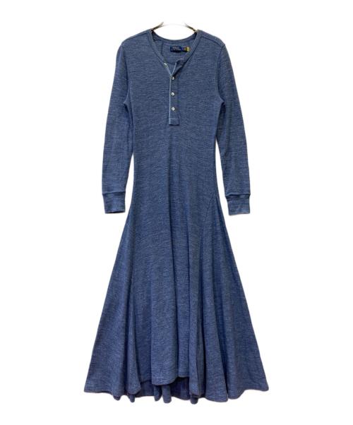 POLO RALPH LAUREN（ポロ・ラルフローレン）POLO RALPH LAUREN (ポロ・ラルフローレン) ヘンリーネックサーマルマーメイドワンピース ブルー サイズ:M(165/92A)の古着・服飾アイテム