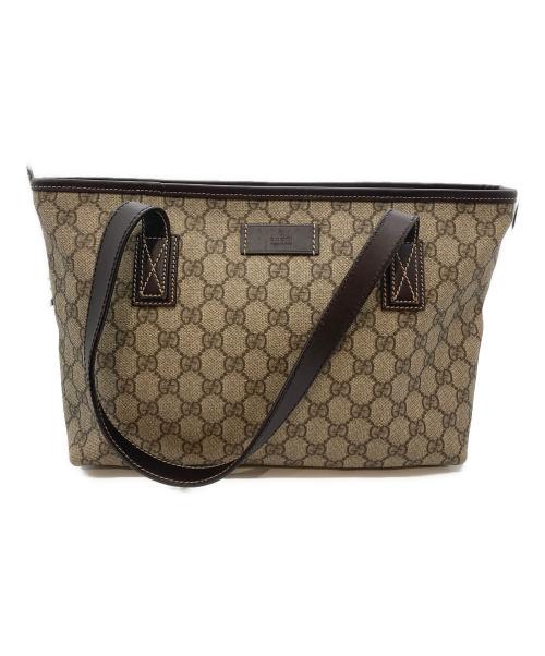 GUCCI（グッチ）GUCCI (グッチ) GGスプリーム トートバッグ ベージュの古着・服飾アイテム