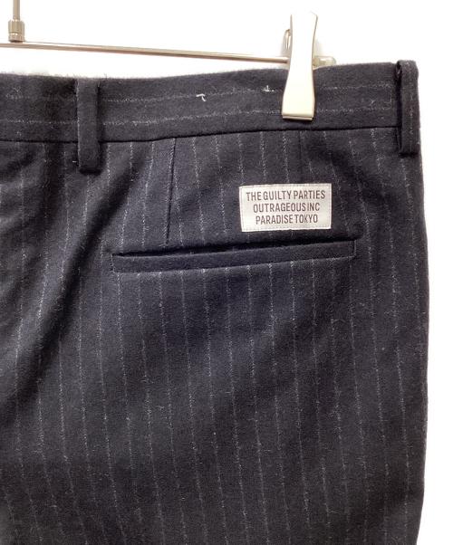WACKO MARIA（ワコマリア）WACKO MARIA (ワコマリア) カシミヤ混ウールストライプスラックスパンツ ブラック サイズ:XLの古着・服飾アイテム