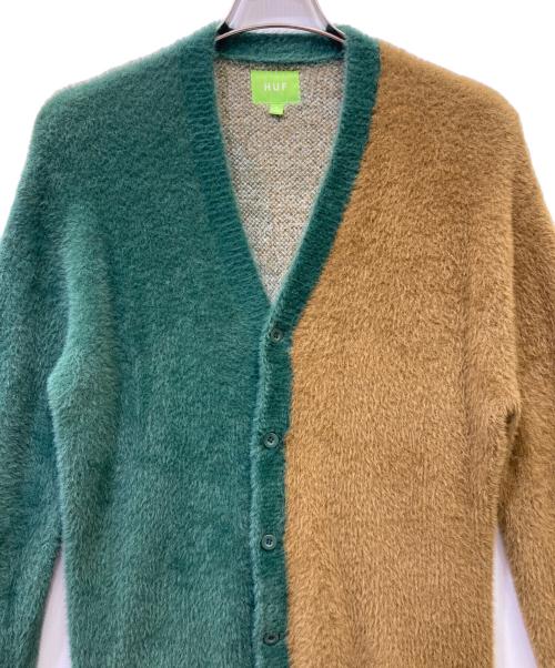 HUF（ハフ）HUF (ハフ) シャギーカーディガン ブラウン×グリーン サイズ:Sの古着・服飾アイテム