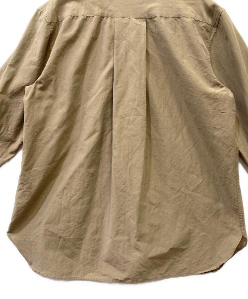 MARGARET HOWELL（マーガレットハウエル）MARGARET HOWELL (マーガレットハウエル) バンドカラーシルク混長袖シャツ ブラウン サイズ:2の古着・服飾アイテム