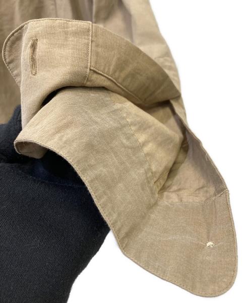 MARGARET HOWELL（マーガレットハウエル）MARGARET HOWELL (マーガレットハウエル) バンドカラーシルク混長袖シャツ ブラウン サイズ:2の古着・服飾アイテム