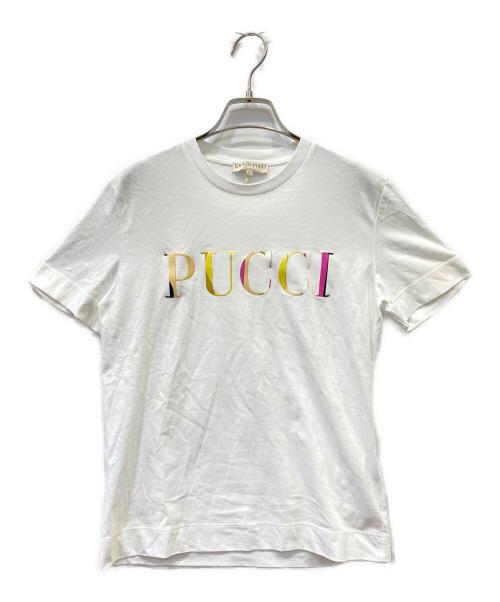 Emilio Pucci（エミリオ プッチ）Emilio Pucci (エミリオ プッチ) ロゴ半袖Tシャツ ホワイト サイズ:Mの古着・服飾アイテム