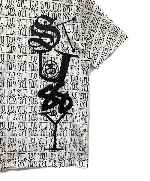 stussy（ステューシー）stussy (ステューシー) 半袖カットソー ホワイト×ブラック サイズ:Lの古着・服飾アイテム