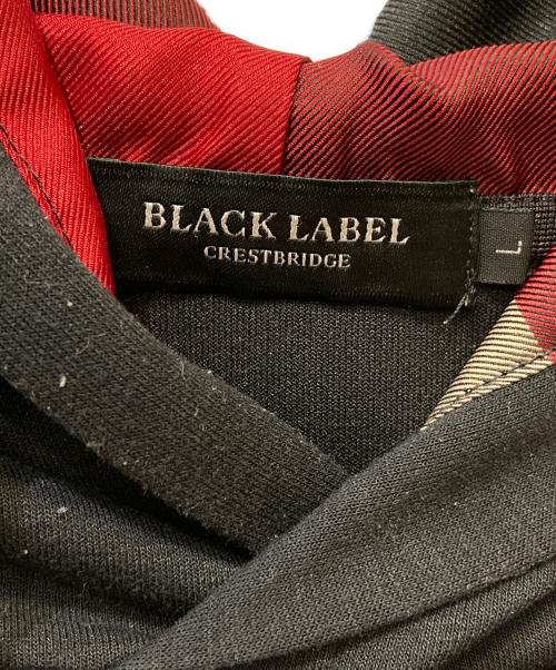 BLACK LABEL CRESTBRIDGE（ブラックレーベル クレストブリッジ）BLACK LABEL CRESTBRIDGE (ブラックレーベル クレストブリッジ) サイドパネルチェックパーカー ブラック サイズ:Lの古着・服飾アイテム