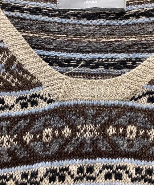 COMME des GARCONS HOMME（コムデギャルソン オム）COMME des GARCONS HOMME (コムデギャルソン オム) 薄手ニット ブラウン×ブルー サイズ:記載なしの古着・服飾アイテム