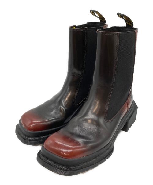 Dr.Martens（ドクターマーチン）Dr.Martens (ドクターマーチン) スクエアトゥブーツ ボルドー×ブラック サイズ:38の古着・服飾アイテム