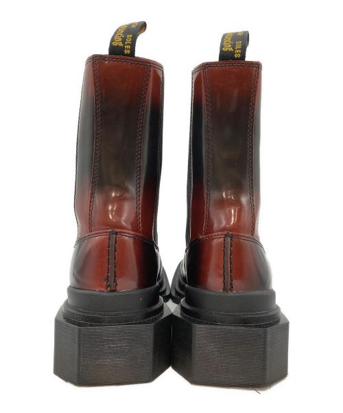 Dr.Martens（ドクターマーチン）Dr.Martens (ドクターマーチン) スクエアトゥブーツ ボルドー×ブラック サイズ:38の古着・服飾アイテム