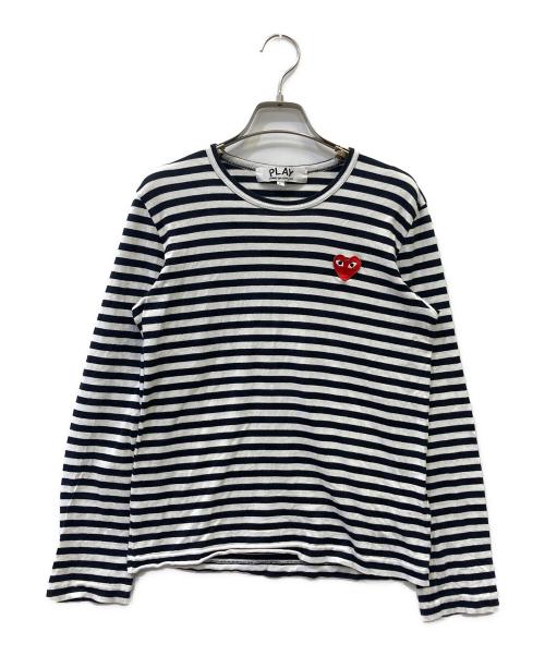 PLAY COMME des GARCONS（プレイコムデギャルソン）PLAY COMME des GARCONS (プレイコムデギャルソン) 長袖カットソー ブラック×ホワイト サイズ:Ｌの古着・服飾アイテム