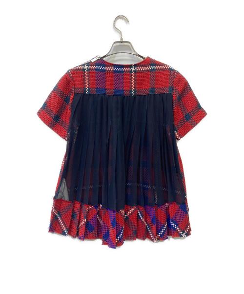 sacai（サカイ）sacai (サカイ) 半袖カットソー レッド×ブルー サイズ:1の古着・服飾アイテム