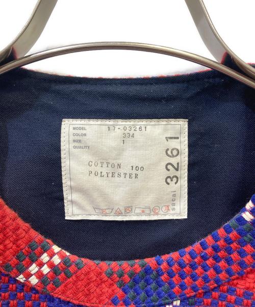sacai（サカイ）sacai (サカイ) 半袖カットソー レッド×ブルー サイズ:1の古着・服飾アイテム