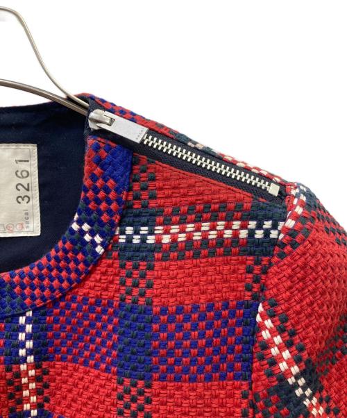 sacai（サカイ）sacai (サカイ) 半袖カットソー レッド×ブルー サイズ:1の古着・服飾アイテム