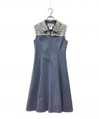 Reneルネ）の古着「ノースリーブ・キャミソールワンピース」｜ブルー×ホワイト