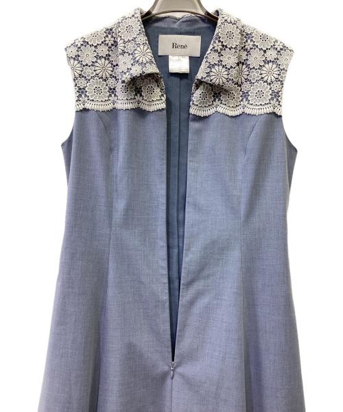 Rene（ルネ）Rene (ルネ) ノースリーブ・キャミソールワンピース ブルー×ホワイト サイズ:XSの古着・服飾アイテム