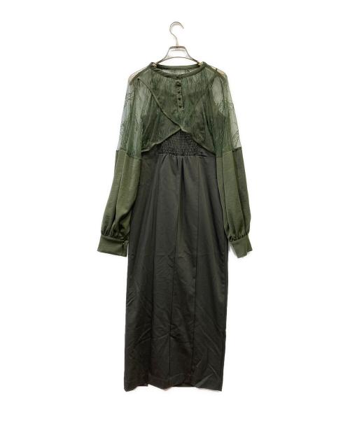 Ezick（エジック）Ezick (エジック) 長袖ワンピース グリーン サイズ:Fの古着・服飾アイテム