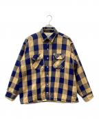 FIVE BROTHERファイブブラザー）の古着「キルティングシャツジャケット」｜イエロー×ネイビー