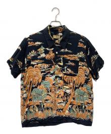 Sun Surf（サンサーフ）の古着「アロハシャツ」｜ブラック×オレンジ