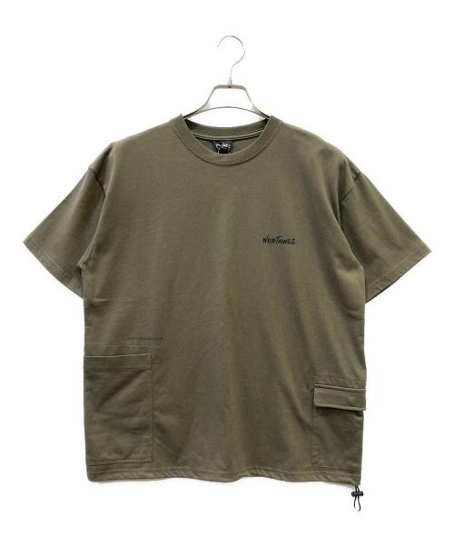 WILD THINGS（ワイルドシングス）WILD THINGS (ワイルドシングス) サイドポケットクルーネックT オリーブ サイズ:SIZE S 未使用品の古着・服飾アイテム