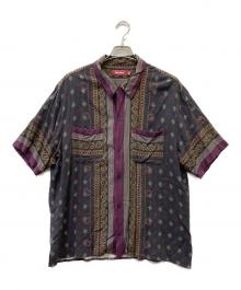 HIDE AND SEEK（ハイドアンドシーク）の古着「半袖シャツ」｜ブラック×パープル