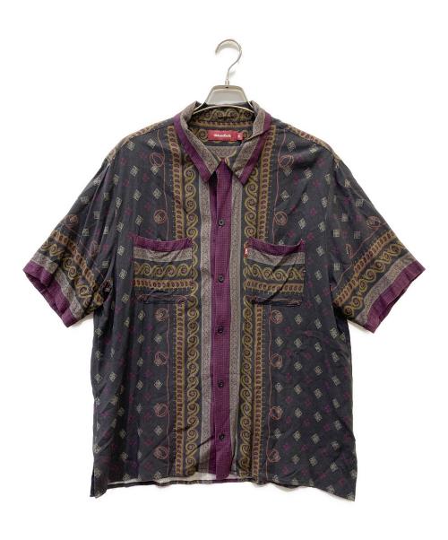 HIDE AND SEEK（ハイドアンドシーク）HIDE AND SEEK (ハイドアンドシーク) 半袖シャツ ブラック×パープル サイズ:XLの古着・服飾アイテム