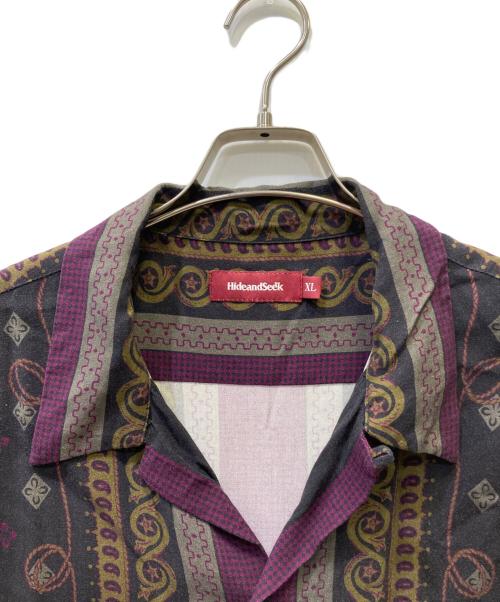 HIDE AND SEEK（ハイドアンドシーク）HIDE AND SEEK (ハイドアンドシーク) 半袖シャツ ブラック×パープル サイズ:XLの古着・服飾アイテム