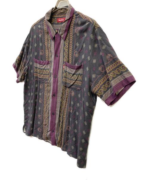 HIDE AND SEEK（ハイドアンドシーク）HIDE AND SEEK (ハイドアンドシーク) 半袖シャツ ブラック×パープル サイズ:XLの古着・服飾アイテム