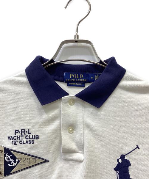 POLO RALPH LAUREN（ポロ・ラルフローレン）POLO RALPH LAUREN (ポロ・ラルフローレン) ポロシャツ ホワイト×ネイビー サイズ:Mの古着・服飾アイテム