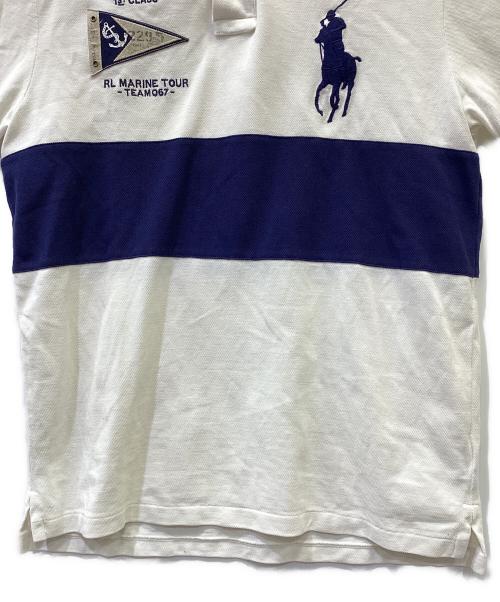 POLO RALPH LAUREN（ポロ・ラルフローレン）POLO RALPH LAUREN (ポロ・ラルフローレン) ポロシャツ ホワイト×ネイビー サイズ:Mの古着・服飾アイテム