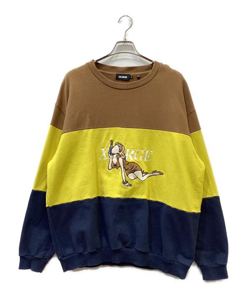 X-LARGE（エクストララージ）X-LARGE (エクストララージ) スウェット ブラウン×イエロー サイズ:XLの古着・服飾アイテム