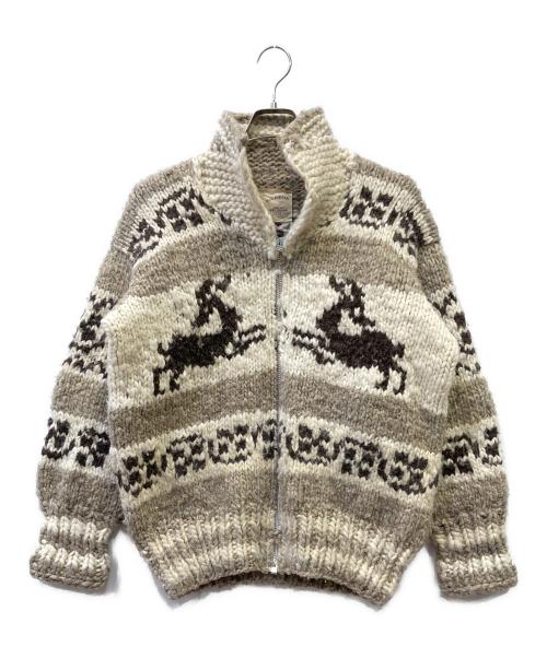 COWICHAN INDIAN（カウチンインディアン）COWICHAN INDIAN (カウチンインディアン) 厚手カーディガン アイボリー×ベージュ サイズ:不明の古着・服飾アイテム