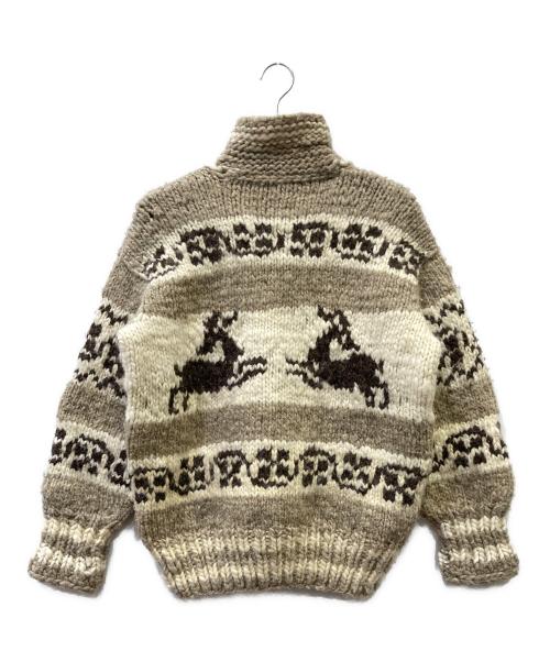 COWICHAN INDIAN（カウチンインディアン）COWICHAN INDIAN (カウチンインディアン) 厚手カーディガン アイボリー×ベージュ サイズ:不明の古着・服飾アイテム