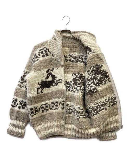 COWICHAN INDIAN（カウチンインディアン）COWICHAN INDIAN (カウチンインディアン) 厚手カーディガン アイボリー×ベージュ サイズ:不明の古着・服飾アイテム