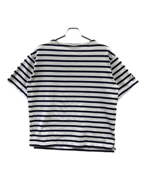polygiene（ポリジン）polygiene (ポリジン) 半袖カットソー ホワイト×ネイビー サイズ:SIZE Mの古着・服飾アイテム