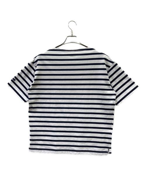 polygiene（ポリジン）polygiene (ポリジン) 半袖カットソー ホワイト×ネイビー サイズ:SIZE Mの古着・服飾アイテム