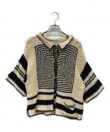 MAISON SPECIAL（メゾンスペシャル）の古着「ハンドクロシェニットシャツ」｜アイボリー×ブラック