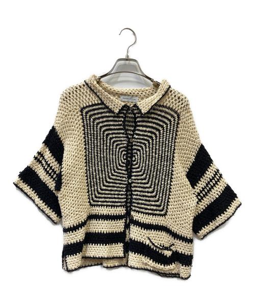MAISON SPECIAL（メゾンスペシャル）MAISON SPECIAL (メゾンスペシャル) ハンドクロシェニットシャツ アイボリー×ブラック サイズ:FREEの古着・服飾アイテム